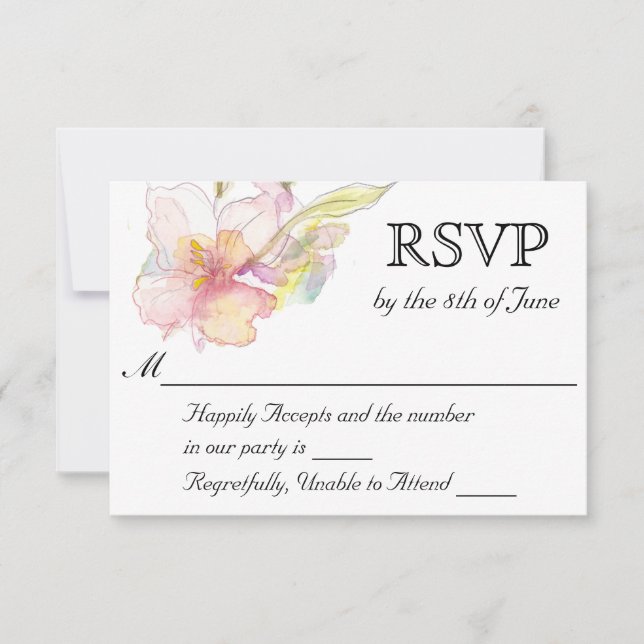 RSVP de Casamento Floral com lavanda e Cores-d'Águ (Frente)
