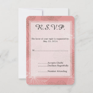 RSVP de Casamento Floral Cor-de-Rosa Escrito