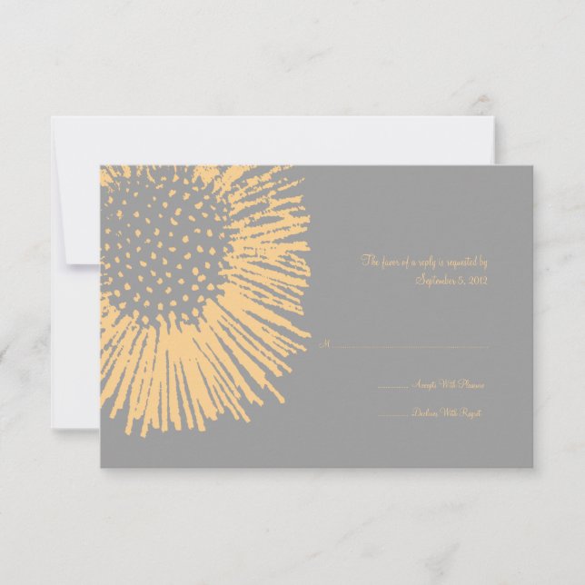 RSVP de Casamento Floral de Abstrato Amarelo e Cin (Frente)