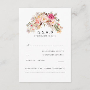 RSVP de Casamento Floral de Blush Rosa