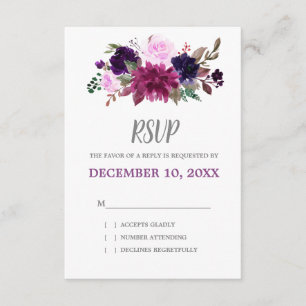 RSVP de Casamento Floral de Boho de Lavanda Roxo