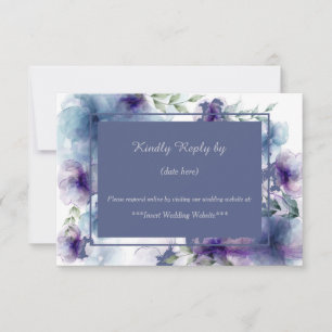 RSVP de Casamento Floral de Cor Azul Romântica