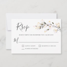 RSVP de Casamento Floral de Cor Branca Elegante