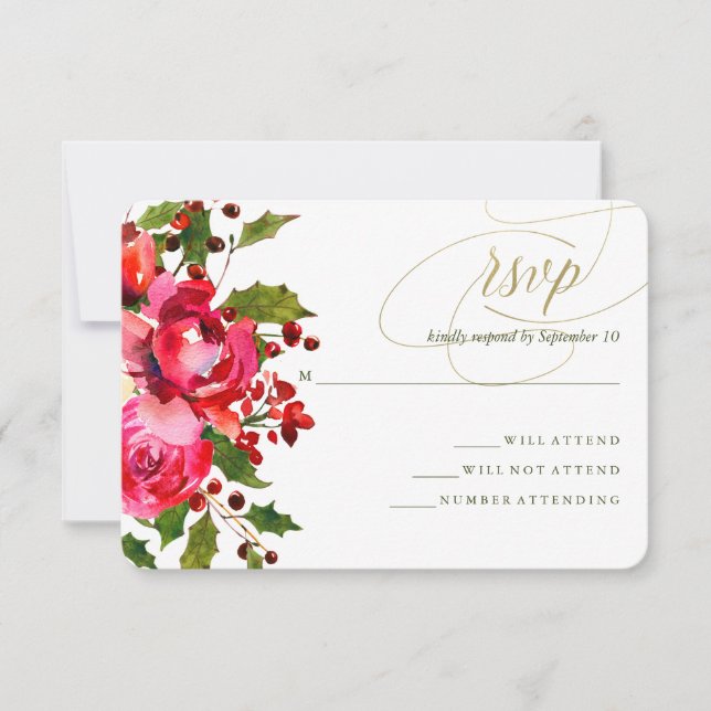 RSVP de Casamento Floral de Feriado (Frente)