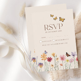 RSVP de Casamento Floral de Flor Selvagem Colorida