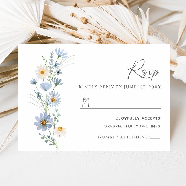 RSVP de casamento floral de flor silvestre azul po (Criador carregado)