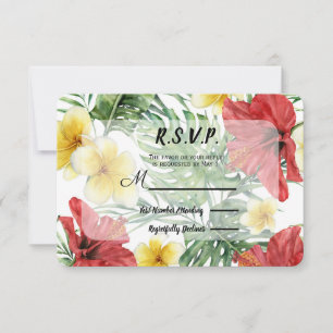 RSVP de Casamento Floral de Folhas Botânicas Tropi