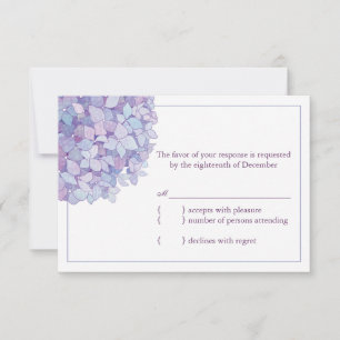 RSVP de Casamento Floral de Hydrangeas Roxo