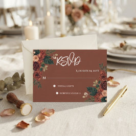 RSVP de casamento floral de jardim romântico marro