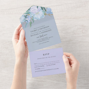RSVP de Casamento Floral de Lavanda Azul Dusty 3in