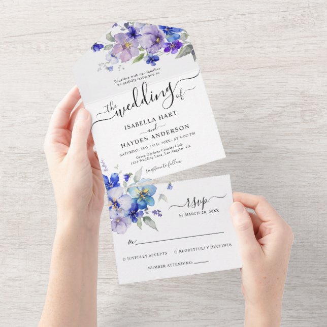 RSVP de Casamento Floral de Lavanda Roxo Marinho A (Tearaway)