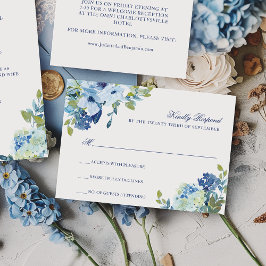 RSVP de Casamento Floral de Marinho Azul Dusty Ele