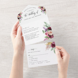 RSVP de Casamento Floral de Mauve Purple