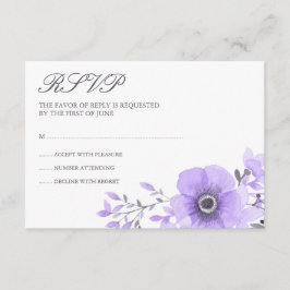 RSVP de Casamento Floral de Molas d'Água com Púrpu