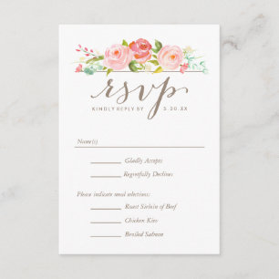 RSVP de Casamento Floral de rosa Garden com Opções