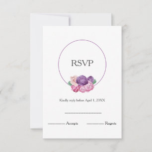 RSVP de Casamento Floral de Rosas Ultra Violeta e