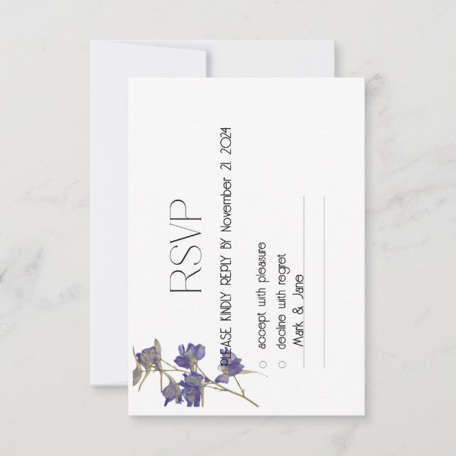 RSVP de Casamento Floral Delicado Delicado Azul Br (Frente)