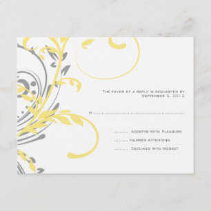 RSVP de Casamento Floral Duplo Amarelo e Cinza