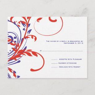 RSVP de Casamento Floral Duplo Vermelho, Branco, A