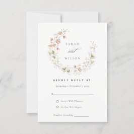 RSVP de Casamento Floral Floral do Blush White Mea