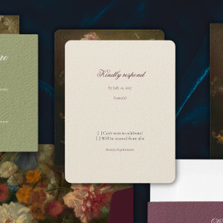 RSVP de Casamento Floral Holandês Rosa Empoeirado