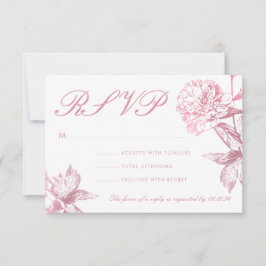 RSVP de Casamento Floral Moderno Dourado Simples R