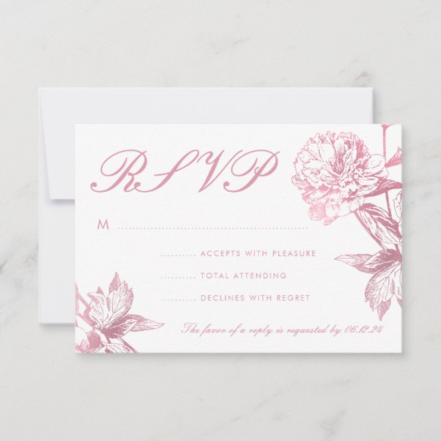RSVP de Casamento Floral Moderno Dourado Simples R (Frente)