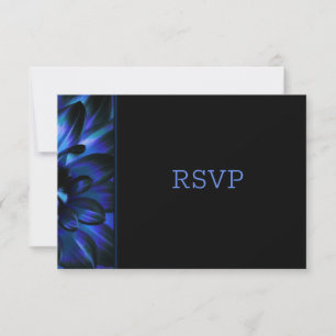 RSVP de Casamento Floral Preto Azul Moderno