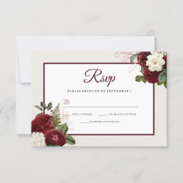RSVP de Casamento Floral Romântico Burgundy