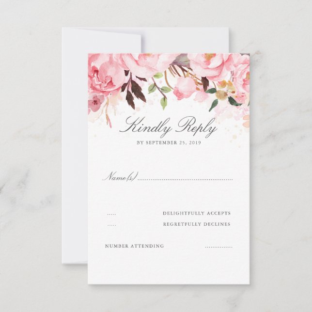 RSVP de Casamento Floral Rosa (Frente)