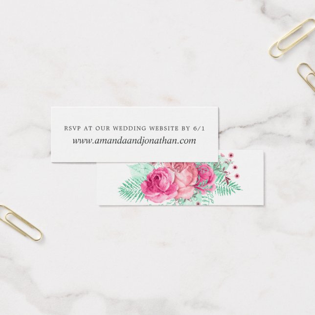 RSVP de Casamento Floral Rosa e Mint (Escritótio)