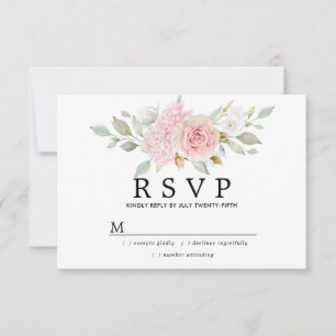 RSVP de Casamento Floral Rosa-Rosa-Blush