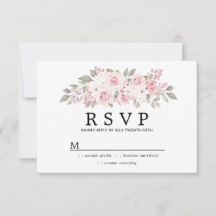 RSVP de Casamento Floral Rosa-Rosa-Blush