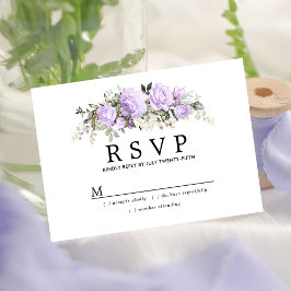 RSVP de Casamento Floral Roxo Rústico