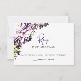 RSVP de Casamento Floral Rustic Purple