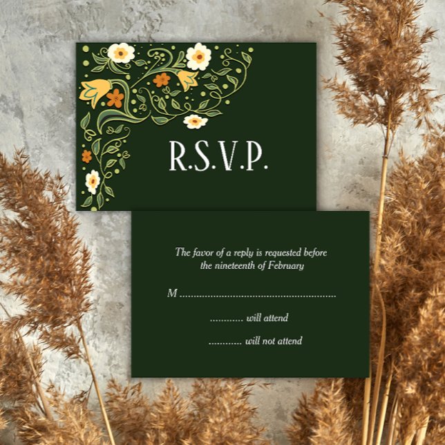 RSVP de Casamento Floral Verde (Criador carregado)