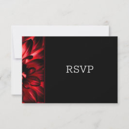 RSVP de Casamento Floral Vermelho Negro Moderno