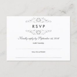 RSVP de Casamento Floreado de Prata Antica