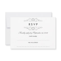 RSVP de Casamento Floreado de Prata Antica