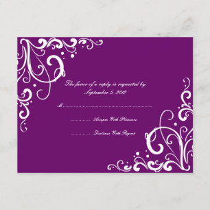 RSVP de Casamento Floreado em Púrpura e Branca