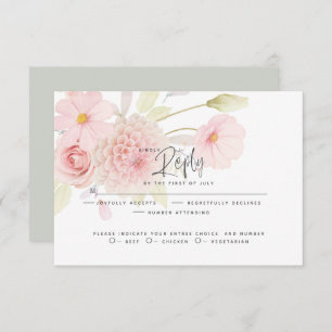 RSVP de casamento   Flores Rosa Pastel