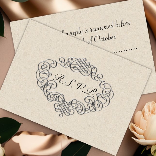 RSVP de Casamento Flourado de Silver (Criador carregado)