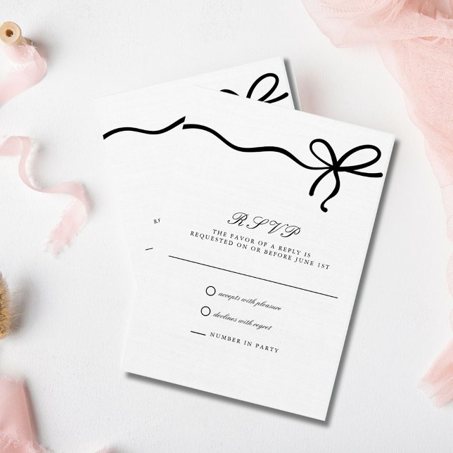 RSVP de Casamento Formal do Arco Coquette Elegante (Elegant Coquette Bow Formal Wedding RSVP Card)