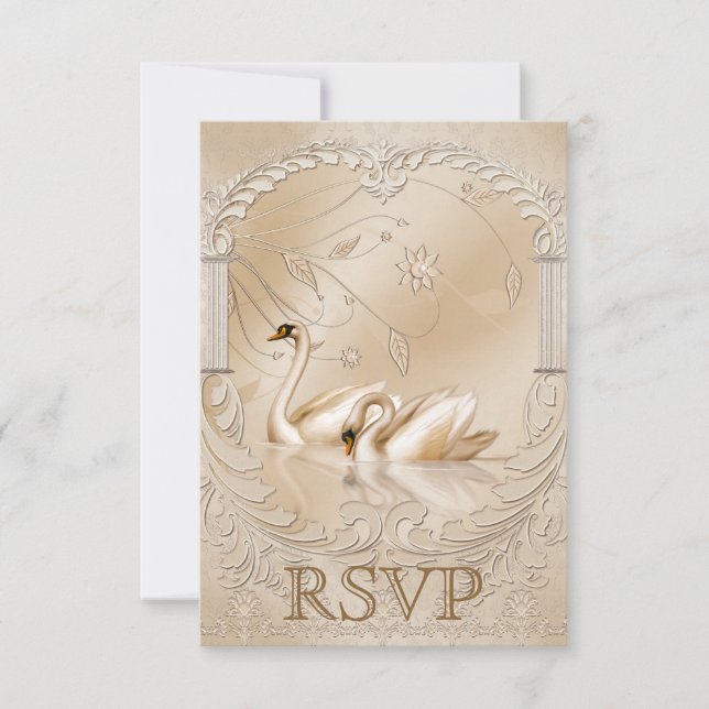 RSVP de Casamento Formal do Ornamentado Swans Eleg (Frente)