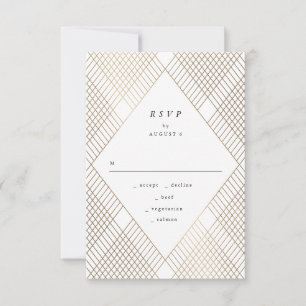 RSVP de Casamento Gatsby Dourado Geométrico Branc