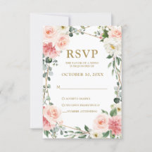 RSVP de Casamento Geométrico Botânico Floral Cor-d