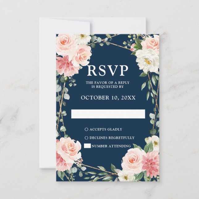 RSVP de Casamento Geométrico Botânico Floral do Ma (Frente)