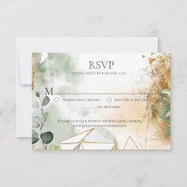 RSVP de Casamento Geométrico Botânico Verde Modern