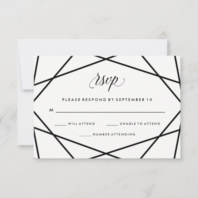 RSVP de Casamento Geométrico Negro e Branco (Frente)