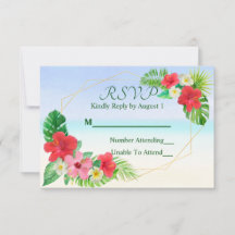 RSVP de Casamento Geométrico Tropical Floral